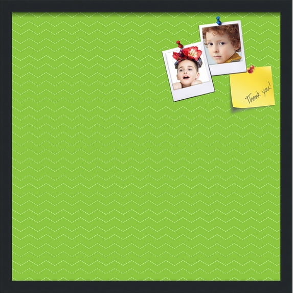 PinPix ArtToFrames 20x20 Custom Cork Bulletin Board Green Chevron Poster Board Has a Fabric Style Canvas Finish, Framed in Satin Black (PinPix-518)