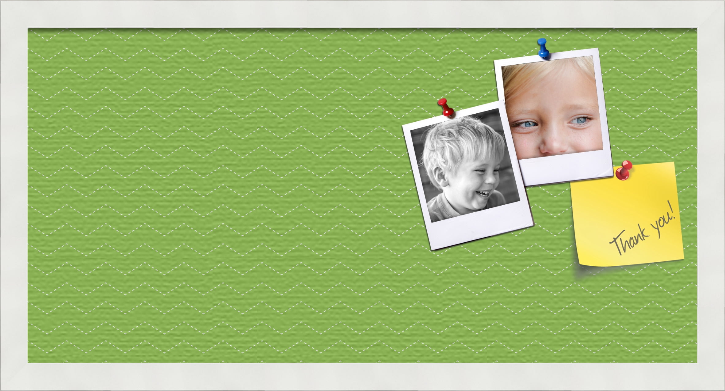 PinPix ArtToFrames 22x10 Custom Cork Bulletin Board Green Chevron   Poster Board Has a Fabric Style Canvas Finish, Framed in Satin White Frame (PinPix-518)