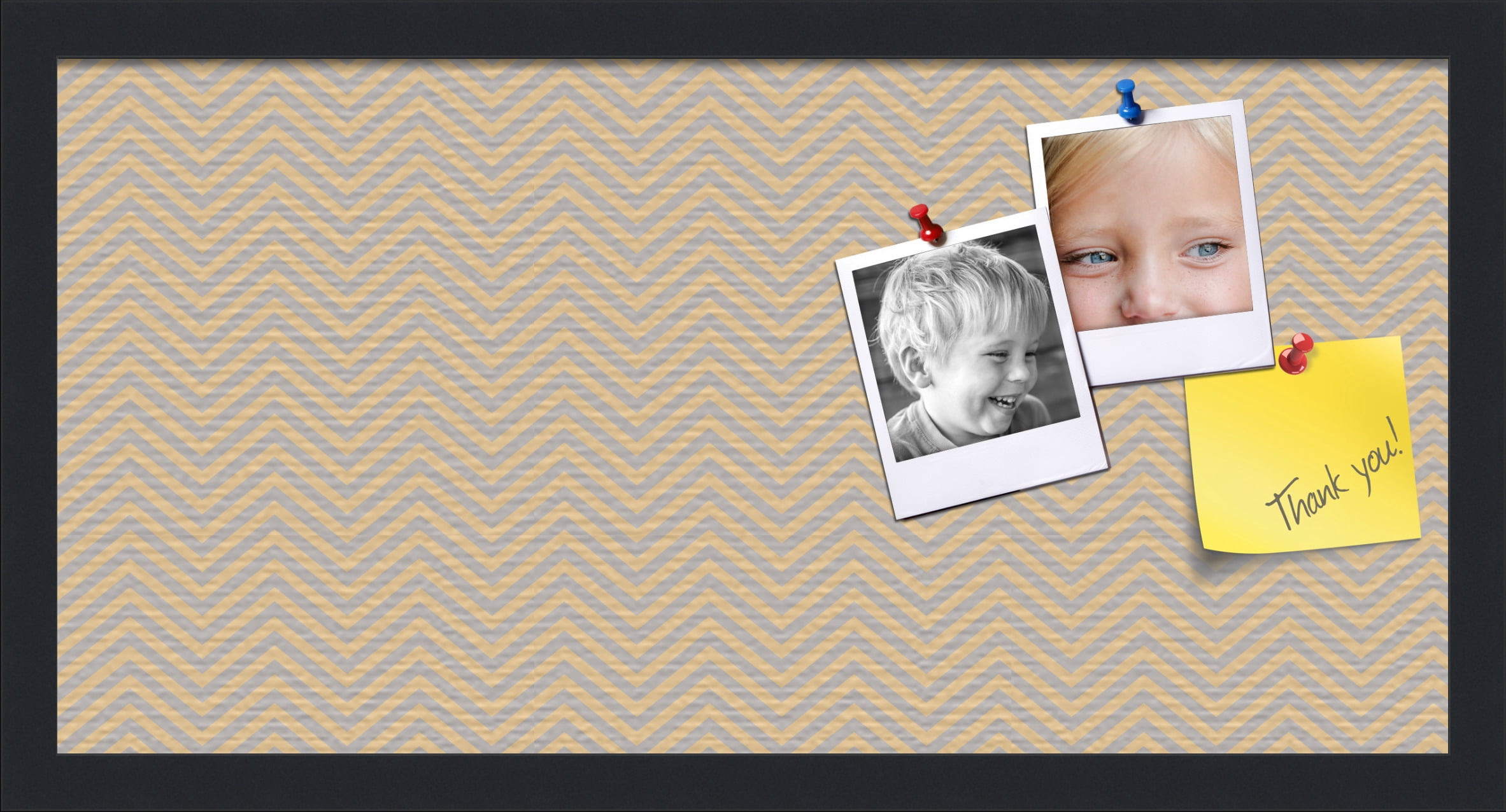 PinPix ArtToFrames 22x10 Custom Cork Bulletin Board    Poster Board Has a Fabric Style Canvas Finish, Framed in Satin Black (PinPix-263)