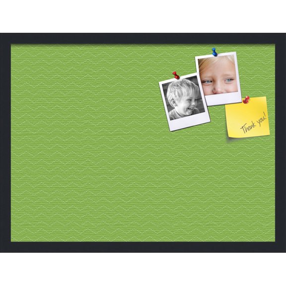 PinPix ArtToFrames 22x16 Custom Cork Bulletin Board Green Chevron   Poster Board Has a Fabric Style Canvas Finish, Framed in Satin Black (PinPix-518)