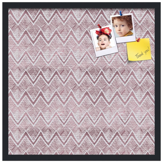 PinPix ArtToFrames 22x22 Custom Cork Bulletin Board Bohemian Peaks Red Poster Board Has a Fabric Style Canvas Finish, Framed in Satin Black (PinPix-1592)