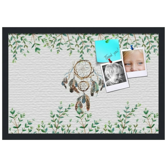 PinPix ArtToFrames 22x22 Custom Cork Bulletin Board Dreamcatcher Poster Board Has a Fabric Style Canvas Finish, Framed in Satin Black (PinPix-1493)