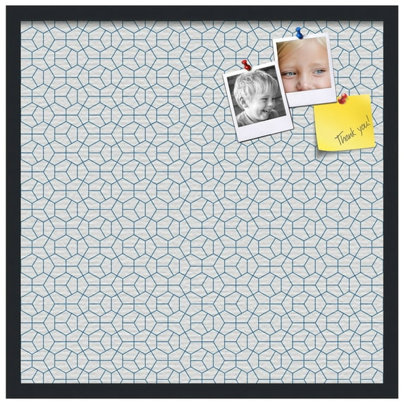 PinPix ArtToFrames 22x22 Custom Cork Bulletin Board Modeco Hex Navy Poster Board Has a Fabric Style Canvas Finish, Framed in Satin Black (PinPix-1637)