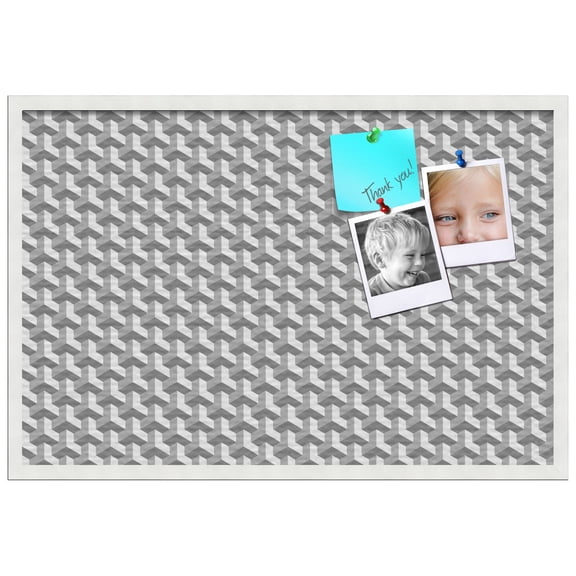 PinPix ArtToFrames 22x34 Custom Cork Bulletin Board Baus Grey White   Poster Board Has a Fabric Style Canvas Finish, Framed in Satin White Frame (PinPix-1514)