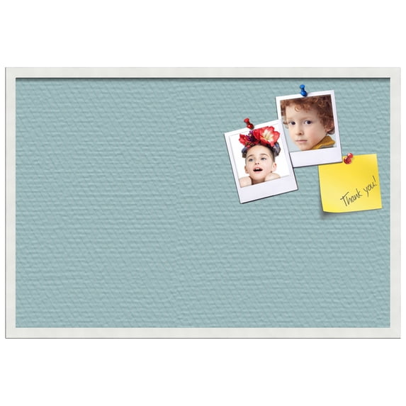PinPix ArtToFrames 22x34 Custom Cork Bulletin Board Lux Stripes Aqua Poster Board Has a Fabric Style Canvas Finish, Framed in Satin White Frame (PinPix-1672)