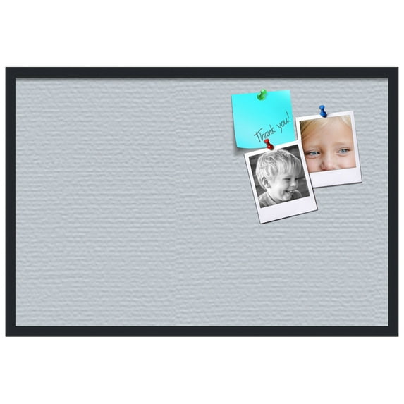 PinPix ArtToFrames 22x34 Custom Cork Bulletin Board Lux Stripes Lt Blue Poster Board Has a Fabric Style Canvas Finish, Framed in Satin Black (PinPix-1674)