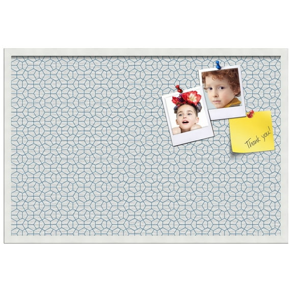 PinPix ArtToFrames 22x34 Custom Cork Bulletin Board Modeco Hex Navy Poster Board Has a Fabric Style Canvas Finish, Framed in Satin White Frame (PinPix-1637)
