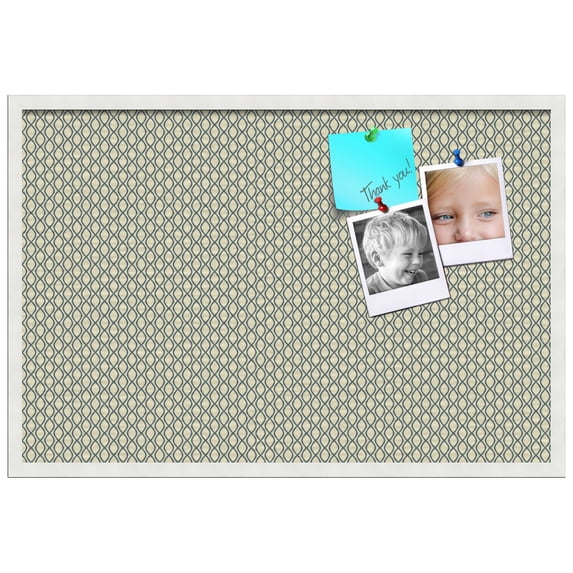 PinPix ArtToFrames 22x34 Custom Cork Bulletin Board Yellow And Blue Waves Poster Board Has a Fabric Style Canvas Finish, Framed in Satin White Frame (PinPix-321)