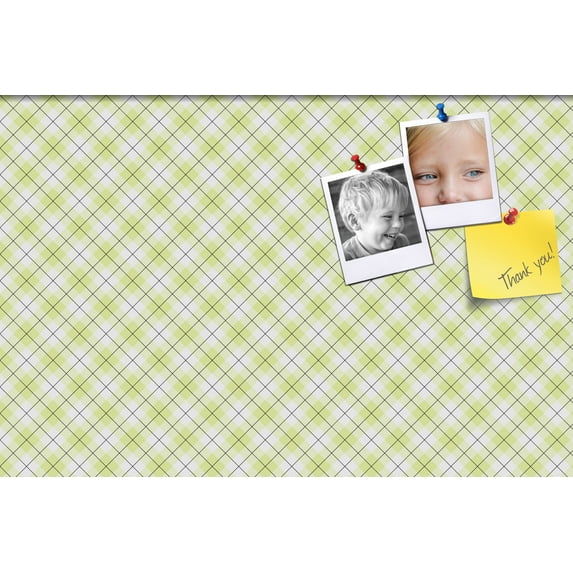 PinPix ArtToFrames 25x16 Custom Cork Bulletin Board Argyle Light Yellow Poster Board Has a Fabric Style Canvas Finish, Framed in Satin White Frame (PinPix-642)