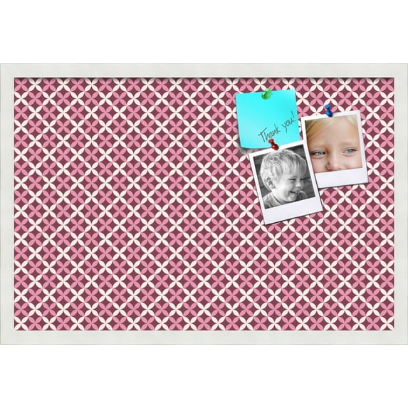 PinPix ArtToFrames 25x16 Custom Cork Bulletin Board Poster Board Has a Fabric Style Canvas Finish, Framed in Satin White Frame (PinPix-470)