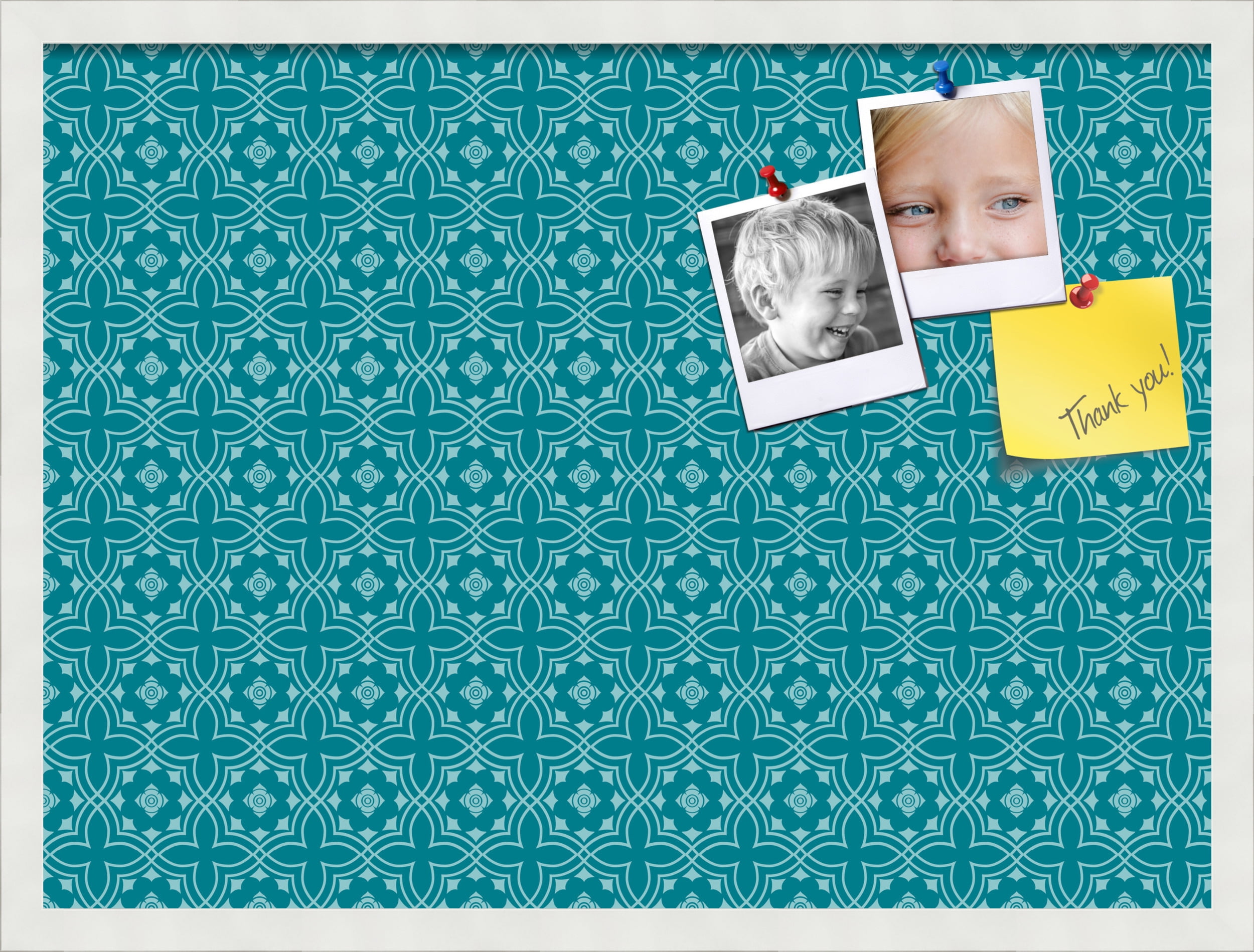 PinPix ArtToFrames 25x18 Custom Cork Bulletin Board    Poster Board Has a Fabric Style Canvas Finish, Framed in Satin White Frame (PinPix-596)