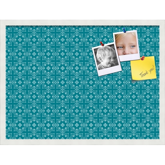 PinPix ArtToFrames 25x18 Custom Cork Bulletin Board    Poster Board Has a Fabric Style Canvas Finish, Framed in Satin White Frame (PinPix-596)