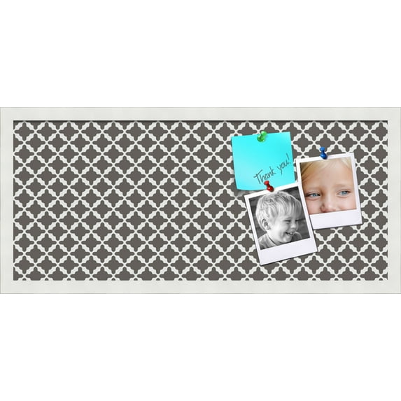 PinPix ArtToFrames 26x10 Custom Cork Bulletin Board Poster Board Has a Fabric Style Canvas Finish, Framed in Satin White Frame (PinPix-236)