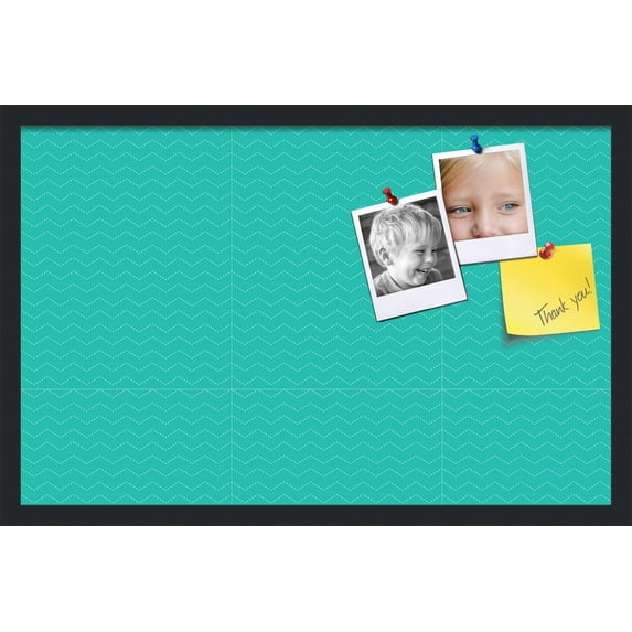 PinPix ArtToFrames 26x16 Custom Cork Bulletin Board Poster Board Has a Fabric Style Canvas Finish, Framed in Satin Black (PinPix-650)