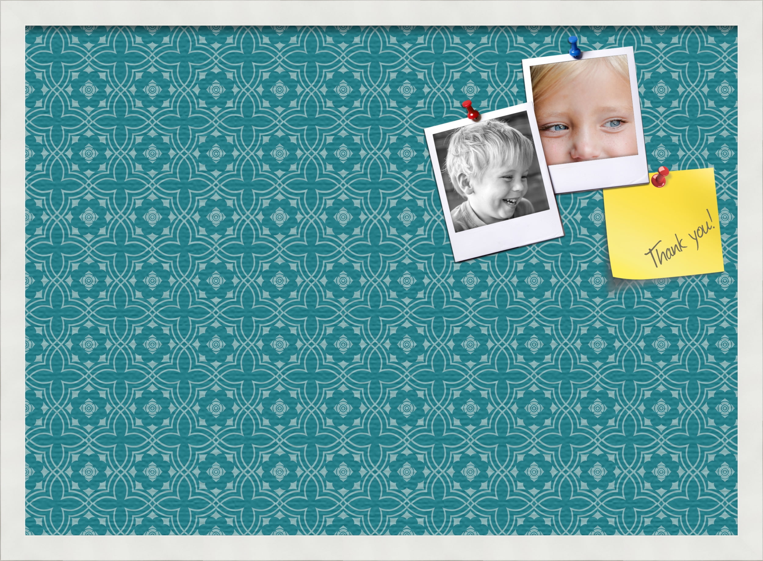 PinPix ArtToFrames 26x18 Custom Cork Bulletin Board    Poster Board Has a Fabric Style Canvas Finish, Framed in Satin White Frame (PinPix-596)