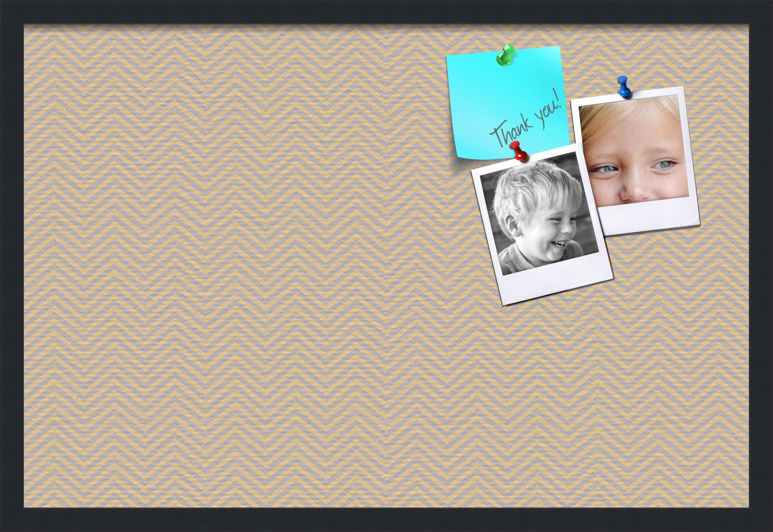 PinPix ArtToFrames 28x18 Custom Cork Bulletin Board    Poster Board Has a Fabric Style Canvas Finish, Framed in Satin Black (PinPix-263)