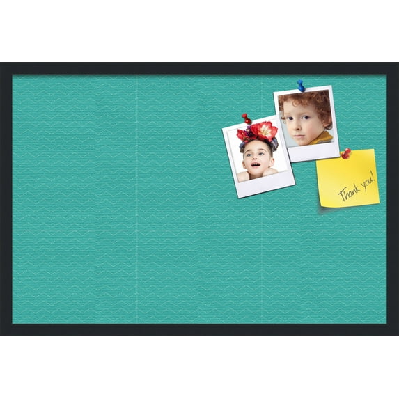 PinPix ArtToFrames 28x18 Custom Cork Bulletin Board Poster Board Has a Fabric Style Canvas Finish, Framed in Satin Black (PinPix-650)