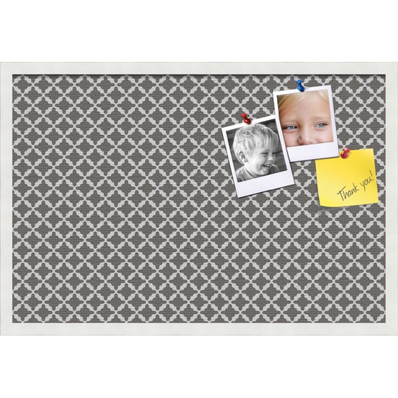 PinPix ArtToFrames 28x18 Custom Cork Bulletin Board Poster Board Has a Fabric Style Canvas Finish, Framed in Satin White Frame (PinPix-236)
