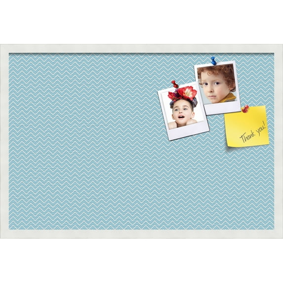 PinPix ArtToFrames 28x18 Custom Cork Bulletin Board Poster Board Has a Fabric Style Canvas Finish, Framed in Satin White Frame (PinPix-247)