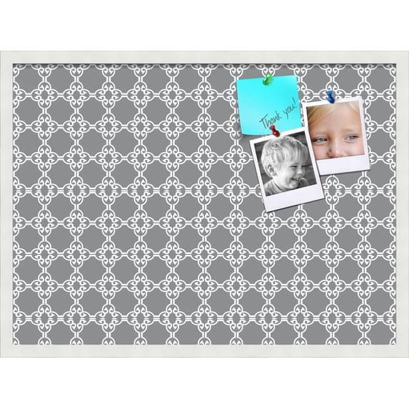 PinPix ArtToFrames 28x20 Custom Cork Bulletin Board Poster Board Has a Fabric Style Canvas Finish, Framed in Satin White Frame (PinPix-231)