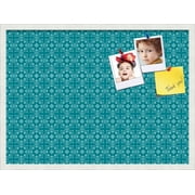 PinPix ArtToFrames 28x20 Custom Cork Bulletin Board Poster Board Has a Fabric Style Canvas Finish, Framed in Satin White Frame (PinPix-596)