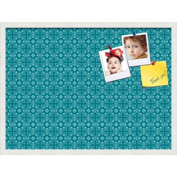 PinPix ArtToFrames 28x20 Custom Cork Bulletin Board    Poster Board Has a Fabric Style Canvas Finish, Framed in Satin White Frame (PinPix-596)