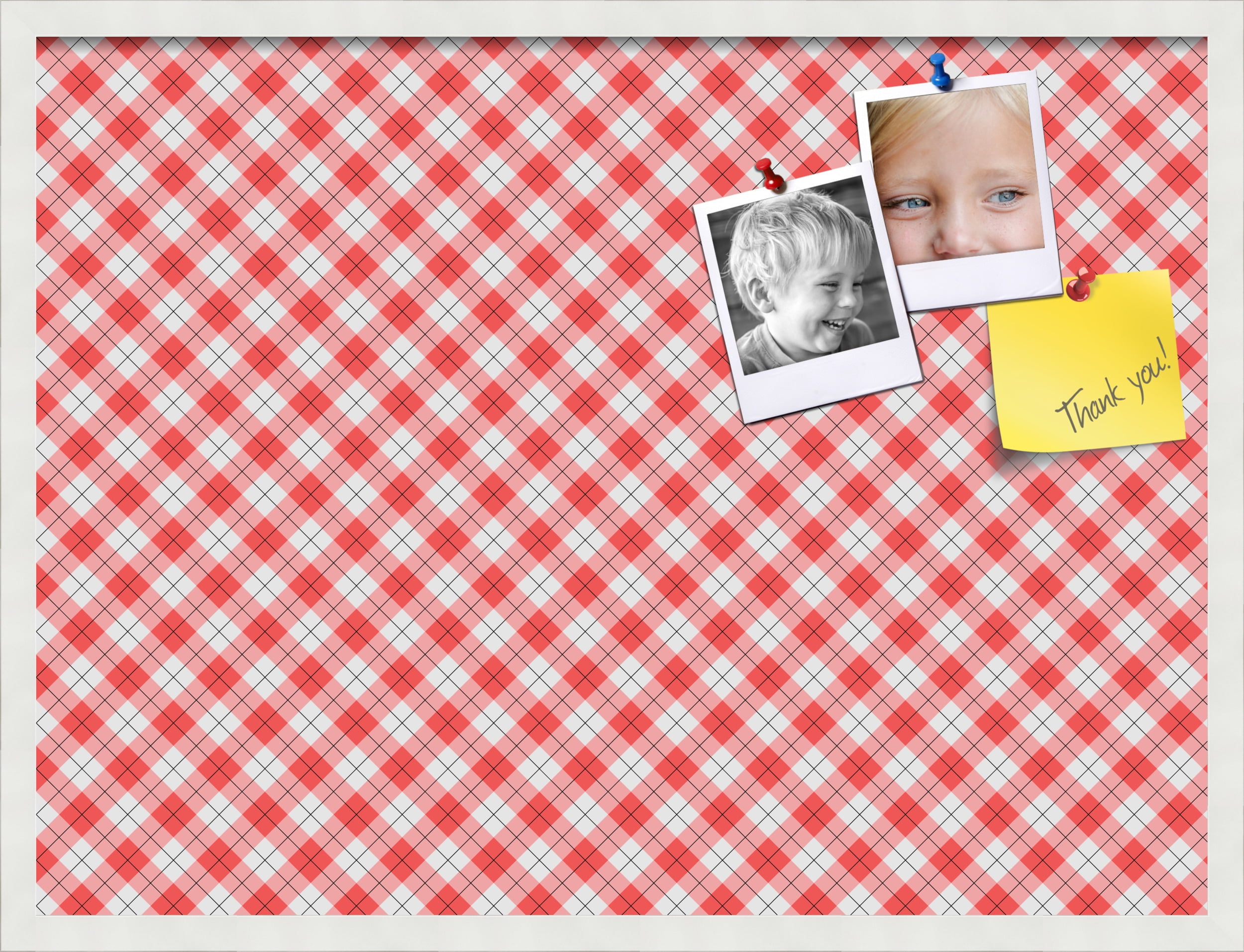 PinPix ArtToFrames 30x22 Custom Cork Bulletin Board Argyle Red   Poster Board Has a Fabric Style Canvas Finish, Framed in Satin White Frame (PinPix-646)