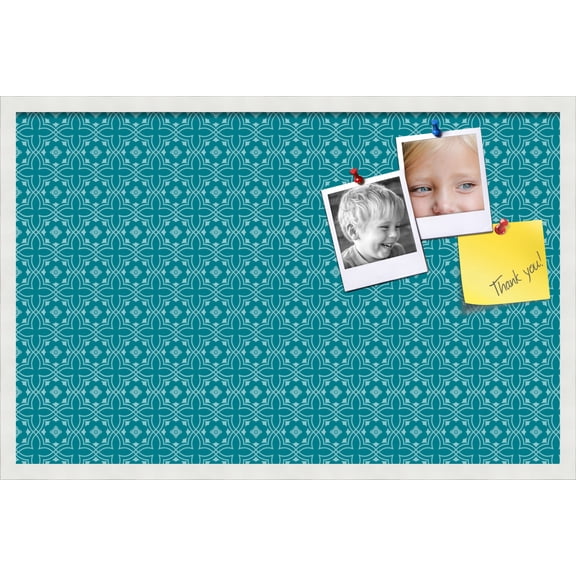 PinPix ArtToFrames 32x20 Custom Cork Bulletin Board    Poster Board Has a Fabric Style Canvas Finish, Framed in Satin White Frame (PinPix-596)