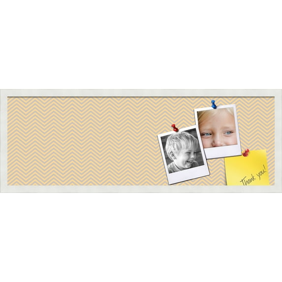 PinPix ArtToFrames 34x10 Custom Cork Bulletin Board Poster Board Has a Fabric Style Canvas Finish, Framed in Satin White Frame (PinPix-263)