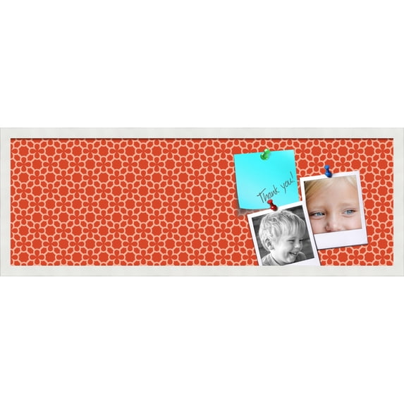 PinPix ArtToFrames 34x10 Custom Cork Bulletin Board Poster Board Has a Fabric Style Canvas Finish, Framed in Satin White Frame (PinPix-597)