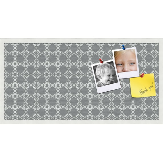 PinPix ArtToFrames 34x16 Custom Cork Bulletin Board Poster Board Has a Fabric Style Canvas Finish, Framed in Satin White Frame (PinPix-231)