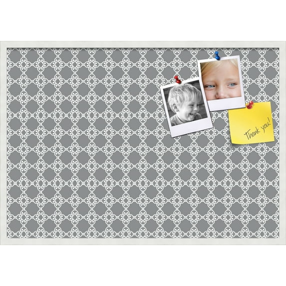 PinPix ArtToFrames 38x26 Custom Cork Bulletin Board Poster Board Has a Fabric Style Canvas Finish, Framed in Satin White Frame (PinPix-231)