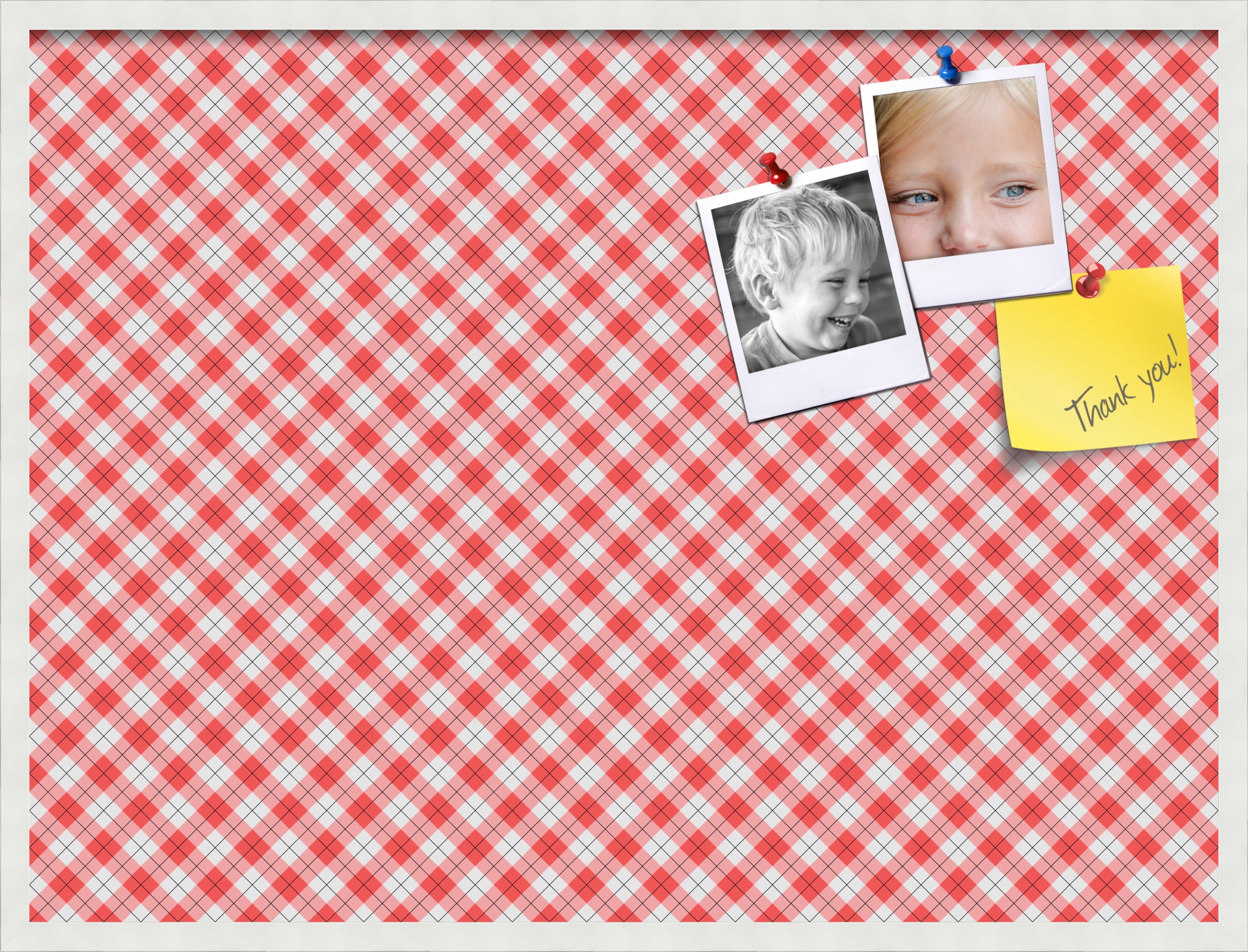 PinPix ArtToFrames 38x28 Custom Cork Bulletin Board Argyle Red   Poster Board Has a Fabric Style Canvas Finish, Framed in Satin White Frame (PinPix-646)