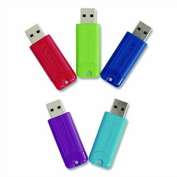 PinStripe USB 3.0 Flash Drive, 32 GB, Assorted Colors, 5/Pack | Bundle of 2