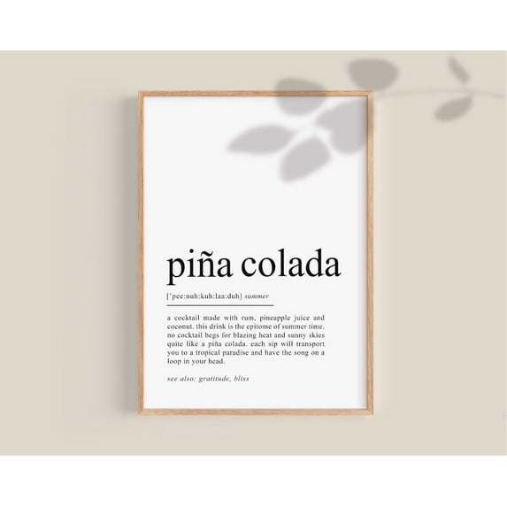Pina Colada Poster Pi a Definition Cocktail Cocktails Wall Art Bar sign ...