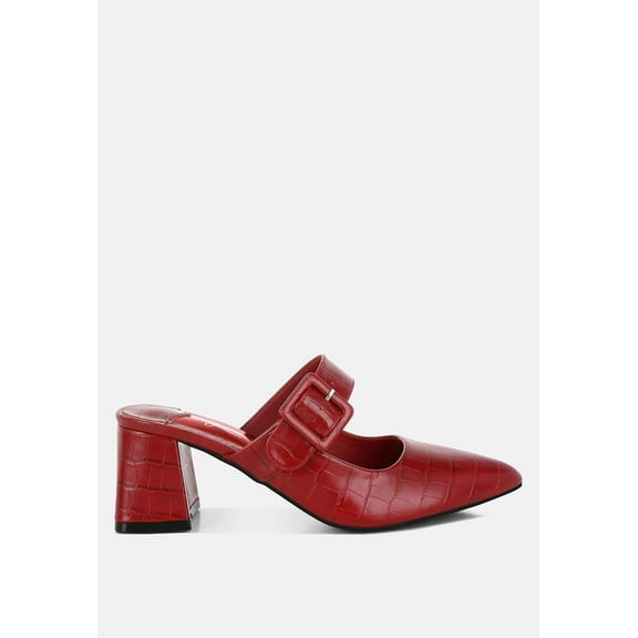 Pinacola Croco Buckle Strap Detail Mules