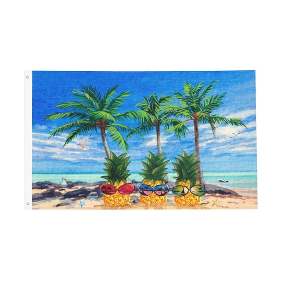 Pinapple Palm Trees Flag 3x5 Ft Outdoor Indoor With Grommet Garden Yard Banner Decorative Sign