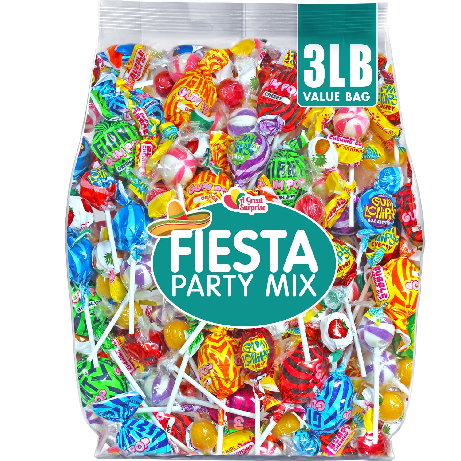 A Great Surprise - Assorted Fiesta Pinata Candy - 3 Pound Bulk Bag - Party Mix Hard Candies