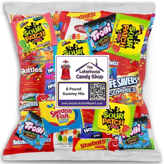 Jolly Rancher Patch Sour Patch Kids Airheads Bulk Gummy Candy - 8 Pounds - Albanese Gummy ...