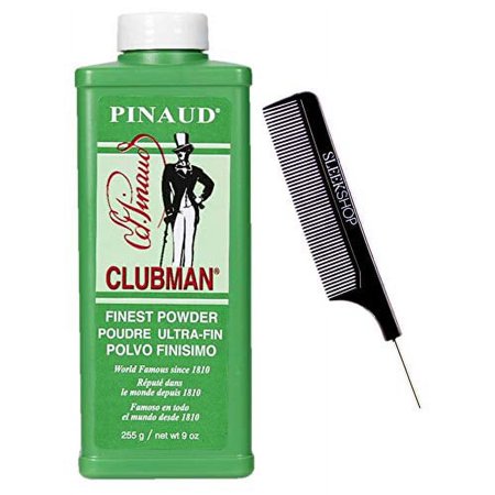 Pinaud Clubman Since 1810 FINEST POWDER Talc (w/Sleek Comb) Micro Fine, Control Dry, Itchy Skin, Zinc Oxide (FINEST, ULTRA-FIN - 9 ounce size)
