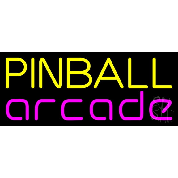 Pinball Arcade 2 LED Neon Sign 10 x 24 - inches, Black Square Cut Acrylic Backing, with Dimmer - Bright and Premium built indoor LED Neon Sign for wall dcor, arcarde, and storefront.