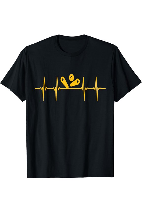 Pinball Heartbeat Wizard Gamer Flipping Ball Machine Player T-Shirt