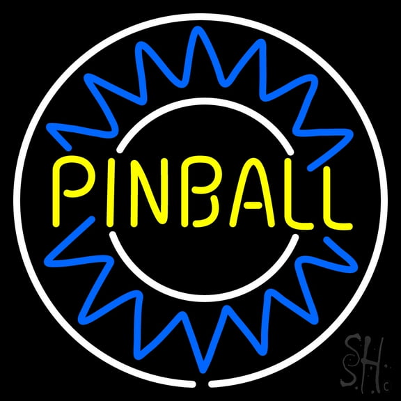 Pinball LED Neon Sign 24 x 24 - inches, Black Square Cut Acrylic Backing, with Dimmer - Bright and Premium built indoor LED Neon Sign for wall dcor, arcarde, and storefront.