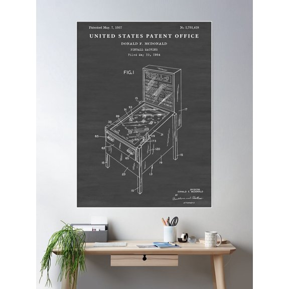 Pinball Machine Patent Wall Art Print