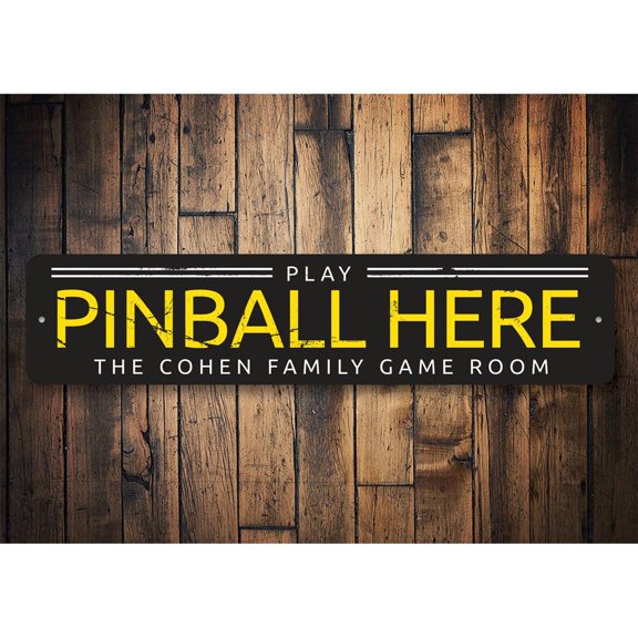 Pinball Novelty Decor, Metal Wall Sign - 4x18 Inches