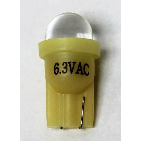 Pinball replacement bulb LED 6.3 volt AC, 555 clear wedge base T10 Cool Yellow Short