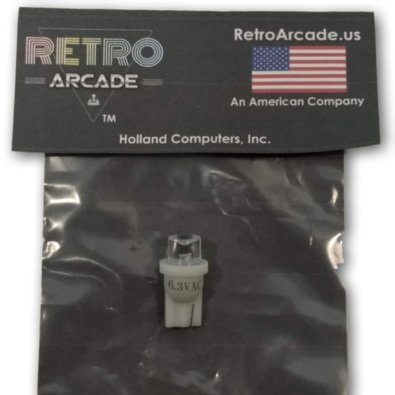 Pinball replacement bulb LED 6.3 volt AC, 555 clear wedge base T10 White Concave