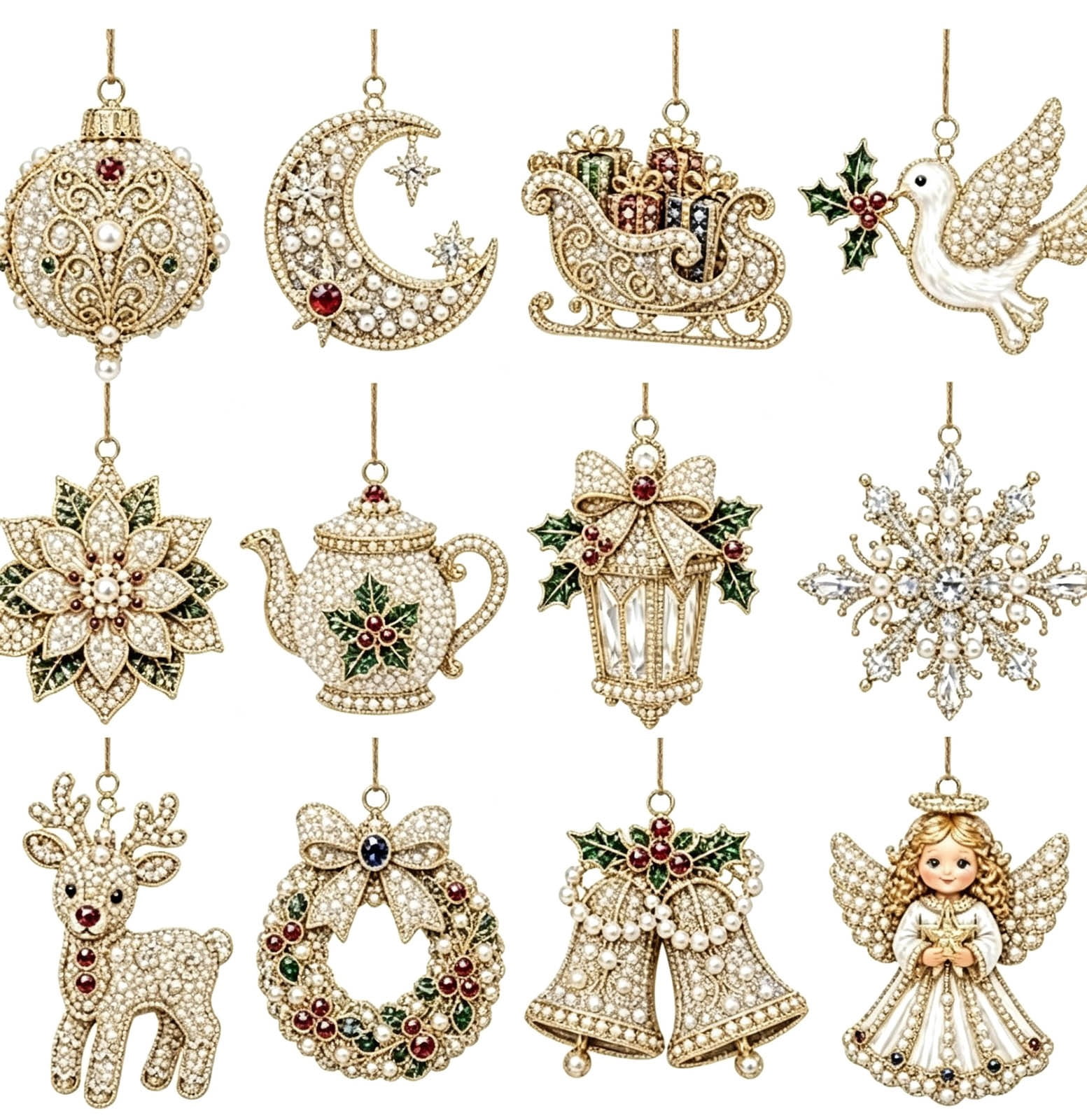 Pincandy 12 Piece Set DIY Diamond Art Christmas Ornaments Kits with ...