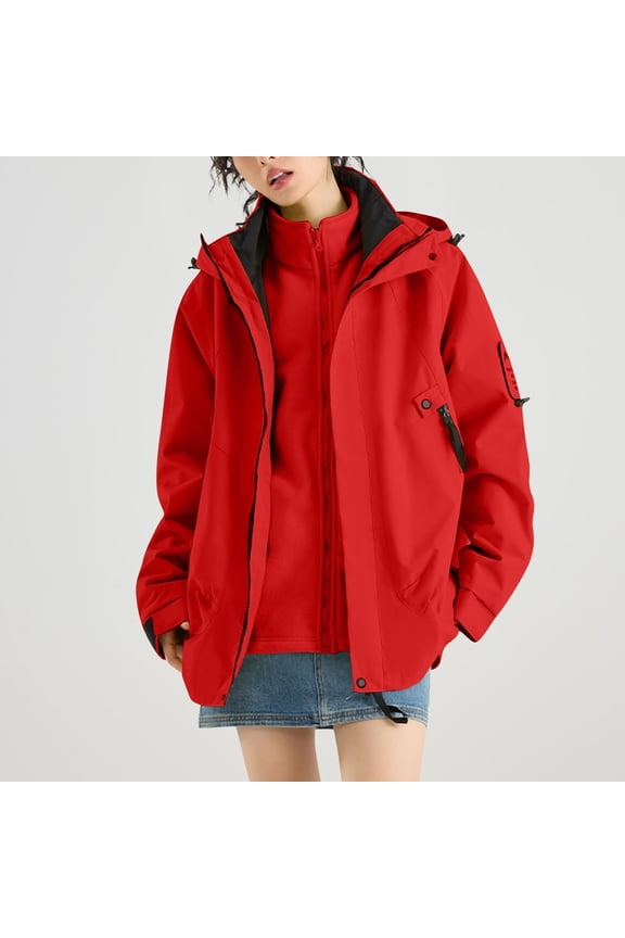 3 in 1 Couple Jackets Women 2025 Fall Winter Hooded Jacket Hiking Outdoor Windproof Warm Windbreaker Outerwear