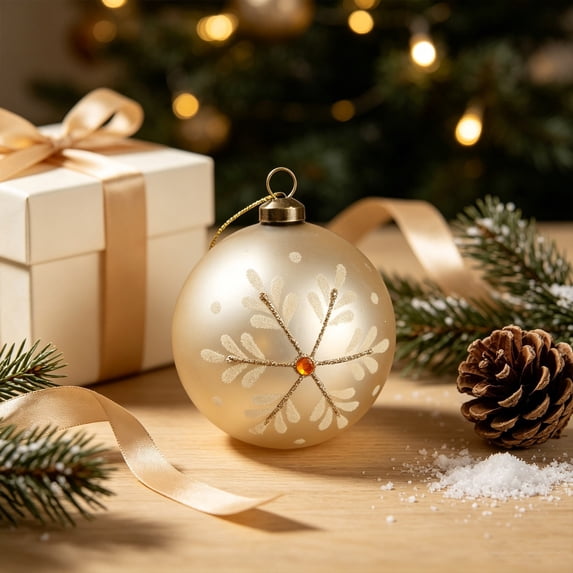 Pincandy 8cm Champagne Christmas Tree Ornaments - Shatterproof Glossy Plastic Baubles with Hanging Strings for Holiday Decor and Winter Events